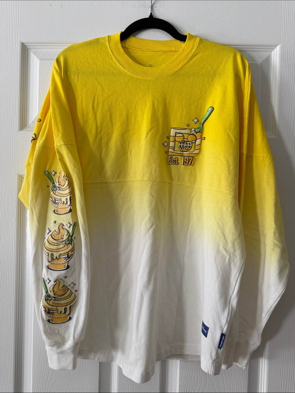 Disney Yellow and White Ombre Ice Cream Graphic Long Sleeve Tee